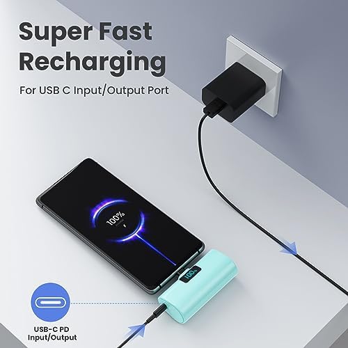 Dual-Pack Portable Power Bank for i Phone 16 Series – 5200 m Ah Fast Charging USB-C Battery Pack with Built-in Connector for i Phone 16/16 Plus/16 Pro/16 Pro Max/15 Series, Samsung & Android Devices – Lightweight Travel Charger for On-the-Go Convenience