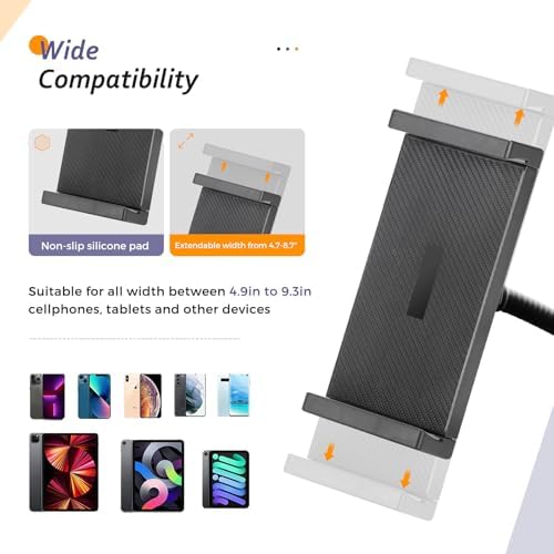 Aureday 67” Adjustable Tripod Stand for Tablets and Smartphones – Versatile Holder for i Pad Mini/Air/Pro, Kindle, Switch, and More – Perfect for Streaming, Video Conferencing, and Content Creation with Enhanced Stability and Portability