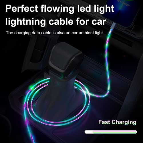 Illuminate Your Charging Experience with the 6 FT LED Light Up Flowing i Phone Charger – MFi Certified Lightning Cable for Fast Charging and Data Sync – Compatible with All Apple Devices Including i Phone 14/13/12/Pro/11/X/XS/XR/8/7/6/5 S/SE and i Pad – Stylish Glowing Indicator for Low-Light Visibility and Enhanced Durability