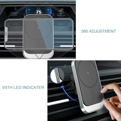Revolutionary Wireless Car Charger Mount with Magnetic Grip – 15 W Fast Charging Air Vent Holder for i Phone 16, 15, 14 Pro Max, and 13 Smartphones – Effortless Installation and Enhanced Stability for Safer Driving Experience in 2025