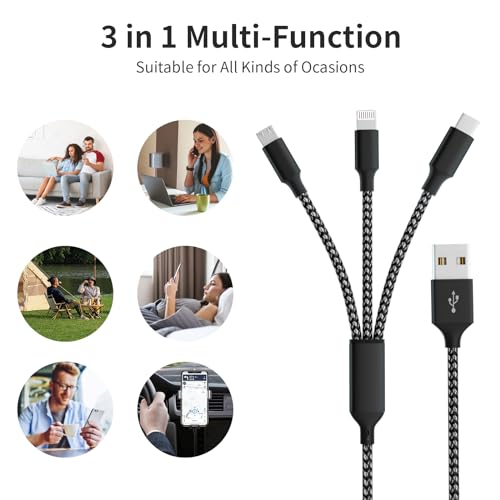 240 W 4-in-1 USB C Charging Cable – 6 FT Multi-Device Power Solution with LED Indicator for i Phone 16/15/14 Pro, Mac, i Pad, Samsung S25/S24 – Fast Charging Compatibility, Durable Design for Home & Travel