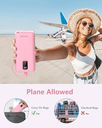 Ultimate Charmast 10,000 m Ah Portable Power Bank with Integrated Cables & Wall Plug – Fast Charging Essential for i Phone 16/15/14/13, Samsung, i Pad, and More – Unmatched Convenience for Travelers and On-the-Go Professionals
