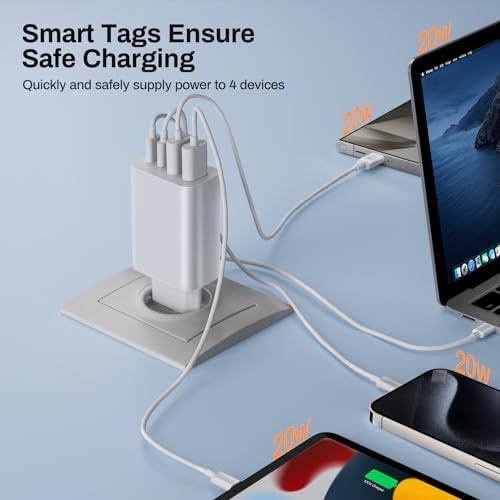 European Power Adapter & Fast Charge USB Hub – 2-Pack with 40 W PD 3.0 for i Phone 16/15/14 Series & Samsung Galaxy S24-S20 – Compact 4-Port Travel Charger for Effortless Multi-Device Charging – Perfect for Families & Global Adventurers Seeking Reliable Power Solutions in Europe
