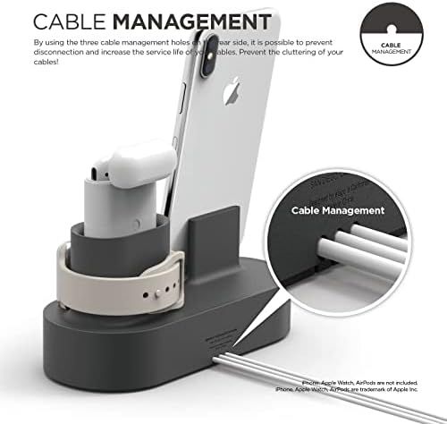 elago 3 in 1 Charging Station for Apple Devices – All-in-One Dock for i Phone, Apple Watch Series 10/9/8/7/6/5/4/3/2/1/SE, and Air Pods Pro/3/2/1 – Sleek, Space-Saving Design with Enhanced Speed and Compatibility (Original Cables Required) – Perfect for Home or Office Use