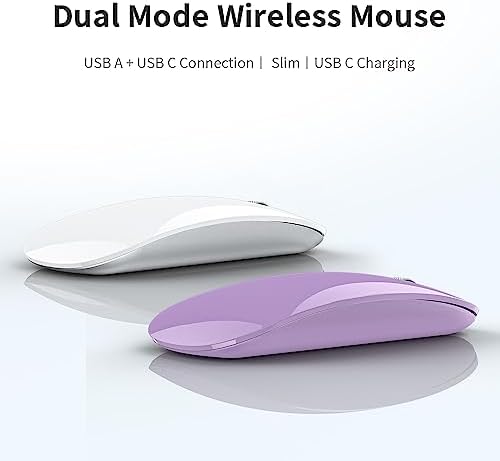 Elevate Your Computing with the Uiosmuph G11 Wireless Mouse – Stylish Purple Slim Design, USB C Rechargeable & Silent Click Technology for Effortless Precision and Comfort on Laptop, Mac, and PC