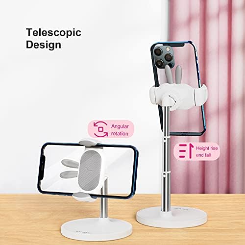 OATSBASF Cute Cell Phone Stand, Adjustable Bunny Phone Stand for Desk, Thick Case Friendly Holder Compatible with iPhone, Kindle, iPad, Switch, All Phones (Pink) – Enhanced Compatibility and Speed