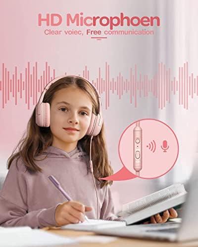 Premium Volume-Limiting Kids Wired Headphones with Microphone – Ultimate Hearing Protection at 85/94 d B – Foldable On-Ear Design for Effortless Travel – Perfect for Learning, Gaming, and Entertainment – Universal 3.5 mm Compatibility for All Devices