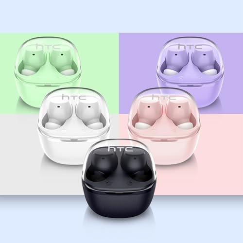 HTC Advanced Bluetooth 5.3 True Wireless Earbuds – Premium Noise Cancelling In-Ear Headphones with Touch Controls and Built-in Microphone, 22 Hours of Playtime, Waterproof Design – Stylish Black Finish for Android & i OS Compatibility