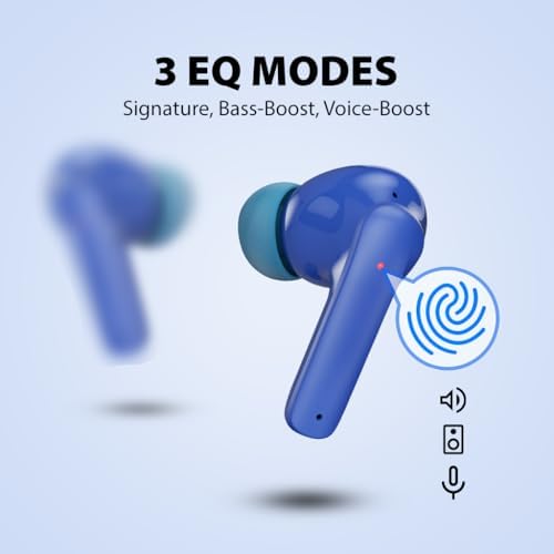 Clan K2 Bluetooth Earbuds for Kids – Safe Volume Limiting, Customizable Fit, and Low Latency for Gaming & Music – Stylish Wireless Earbuds in Blue for Ages 8-10, Enhanced Sound with 3 EQ Modes