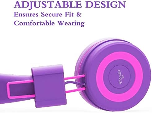 ELECDER i37 Foldable Kids Headphones – Lightweight, Adjustable On-Ear Wired Headphones in Vibrant Peach/Purple for School, Travel & Home Learning – Perfect Audio Companion for Young Learners & Teens with Comfortable Fit and Universal Device Compatibility