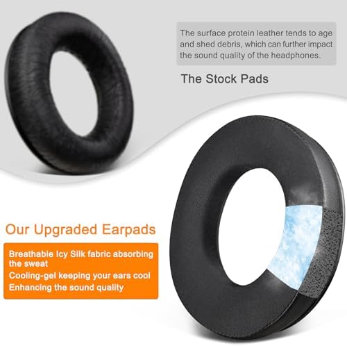 SOULWIT Advanced Cooling Gel Ear Pads for Beyerdynamic Amiron & T-Series Headphones – Luxurious Soft Foam Cushions with Innovative Ice Silk Fabric for Enhanced Comfort and Superior Sound Isolation in Sleek Silver