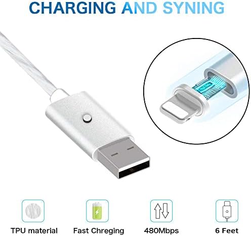 momen LED i Phone Charger Cable – 6 ft Light-Up Charging Cord with Switch Button, MFi Certified USB Fast Charging for i Phone 14/13/12/11/XS Max/XS/XR/X/8/7/Plus/SE/i Pad (Blue & Red) – Style Meets Functionality for Quick Connectivity and Enhanced Performance