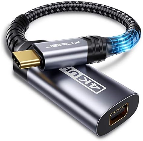 SAUX USB C to Mini Display Port Adapter for 4 K@60 Hz – High-Speed Type C to Mini Display Port Cable for Mac Book Pro 2018/2019, Dell XPS, Samsung Galaxy S21/S20 Plus – Premium Performance in Sleek Grey Design for Enhanced Visuals and Portability