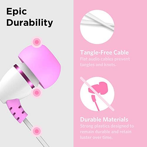 Lil Gadgets Safe Sound Kids Earbuds – Comfortable Wired Earphones for School with Volume Limiting, In-Line Microphone, Travel Case & Audio Splitter – Perfect for Young Learners in Blue