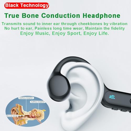 IHAO Ultra-Light Bone Conduction Bluetooth Headphones with Built-In MP3 Player – Open-Ear Ergonomic Earbuds for Active Lifestyles, Perfect for Cycling, Running, and Skiing – Sweat-Proof, Comfortable Fit with Exceptional Sound Clarity and Surround Awareness