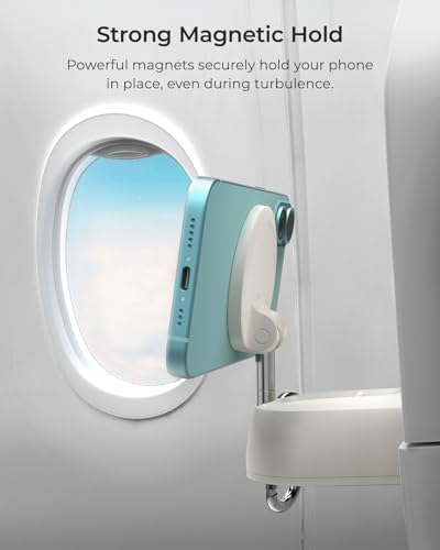 i Ottie Treker Magnetic Airplane Phone Holder – 360° Rotating Travel Mount for Smartphones with Mag Safe & Qi2 Compatibility – Ultimate Convenience for On-the-Go Navigation & Streaming – Compact & Lightweight Design for Effortless Portability