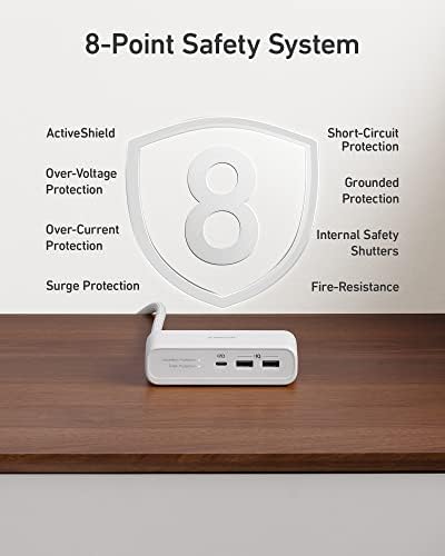 Anker 521 Power Strip Charging Station – 3 AC Outlets & 30 W USB-C Charger for Fast, Efficient Power Delivery | Ideal for Home, Office, Dorm, and Travel | Versatile 5 ft Extension Cord for Enhanced Flexibility | Compatible with i Phone 16/15 and More Devices