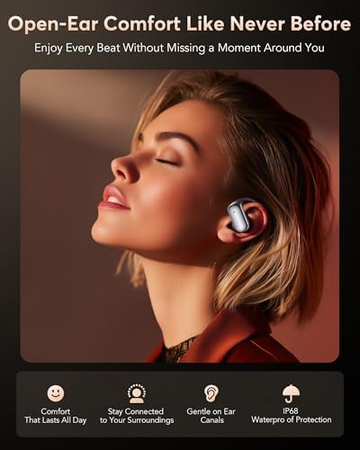 EUQQ Ultra Open-Ear Bluetooth Earbuds – Cutting-Edge Bone Conduction Headphones for Dynamic Sports Performance, Waterproof & Ergonomically Designed for Secure Over-Ear Comfort in Sleek Carbon Black – Ideal for Active Lifestyles and Outdoor Enthusiasts