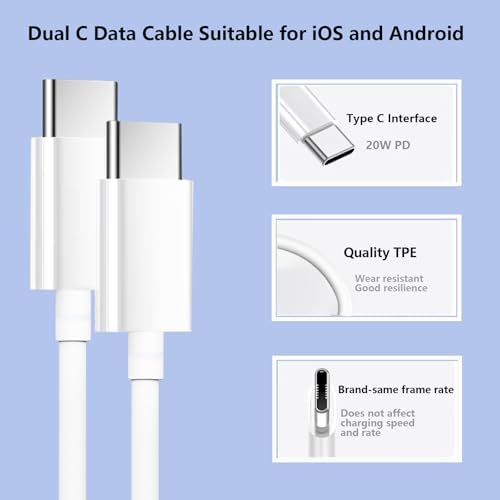 Ultra-Fast 20 W PD i Phone Charger Pack – MFi Certified USB-C Wall Charger Set with Four 6 FT Lightning Cables for i Phone 14, 13, 12, 11 Pro Max, XR, XS, X, i Pad & Air Pods Pro – Compact, Durable, and Versatile Charging Solution for Home and Travel