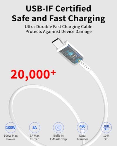Powerful 45 W USB-C Charger & 100 W Cable Duo for i Phone 16, Galaxy, Mac Book – Enhanced Fast PD3.0/PPS Charging Technology, Compact & Travel-Ready Design, ETL-Certified for Ultimate Device Compatibility and Safety