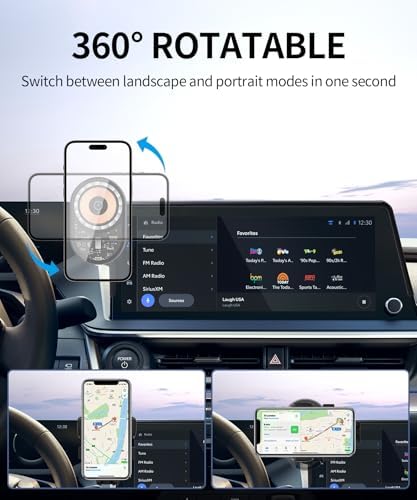 Wireless Charging car Phone Holder for Toyota Prius 2023-2025 Accessories 12.3 inch Screen Fixed Clip,360° Rotation car Phone Mount Compatible with MagSafe – Enhanced Compatibility and Speed