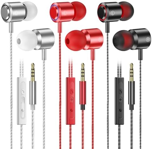 Experience Superior Sound with Premium 3-Pack Wired Earbuds – Ultra-Lightweight In-Ear Headphones with Microphone for Seamless Use Across Laptops, Tablets & MP3 Players – Advanced Noise Isolation for Distraction-Free Listening – Ideal for Fitness, Commuting, and Everyday Audio Enjoyment – Integrated Volume Control for Effortless Adjustments