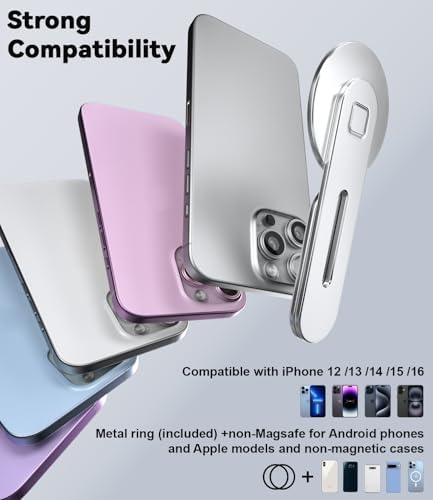 CloudValley Adjustable Laptop Stand, Magnetic Phone Holder, Aluminum Slim Computer Monitor Side Mount Clip for iPhone MagSafe Series & All Phones, Portable Foldable Computer Expansion, Matte Black – Enhanced Compatibility and Speed