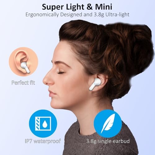 Premium Bluetooth 5.3 Wireless Earbuds with Deep Bass and Enhanced Noise Cancelling – Mini Sport Earphones with 40 Hours Playtime, USB-C Charging Case, and Dual LED Display for Ultimate Connectivity and Sound Clarity