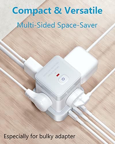 Baykul 10 ft Power Strip Cube with 4 AC Outlets & 3 USB Ports – Compact Surge Protector for Home, Office, and Travel – Space-Saving Flat Plug Design for Enhanced Convenience and Fast Charging