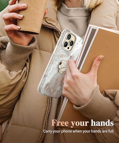 GVIEWIN Stylish Marble Phone Ring Holder with 360° Rotation for Ultimate Grip and Kickstand Functionality – Compatible with i Phone 16 Pro Max, 15 Plus, 14, 13, 12 Series & Galaxy S25/S24 Ultra – Elegant Flowing Sakura Design for Enhanced Safety and Usability