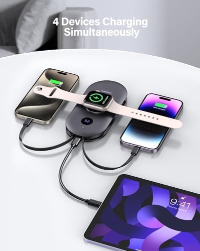 High-Capacity 10000 m Ah Power Bank with Built-in AC Wall Plug – Ultra-Fast Charging Solution for i Phone, Apple Watch, Air Pods, i Pad, and More – Compact Portable Charger for On-the-Go Power Needs – Enhanced Compatibility for All Your Devices