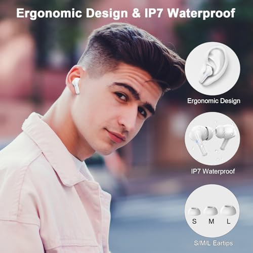 Donerton Advanced Bluetooth 5.4 Wireless Earbuds – Immersive Deep Bass In-Ear Headphones with Quad ENC Mics for Superior Noise Cancellation, 45-Hour Playback, IP7 Waterproof Charging Case – Ideal for Fitness Enthusiasts and Effortless Connectivity