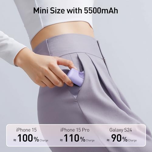 Compact Pink i WALK 5500 m Ah Power Bank – Ultra-Fast 22.5 W USB-C Charger for i Phone 16/15, Samsung Galaxy S25/S24/S23, i Pad – Lightweight Portable Battery for On-the-Go Charging and Enhanced Compatibility