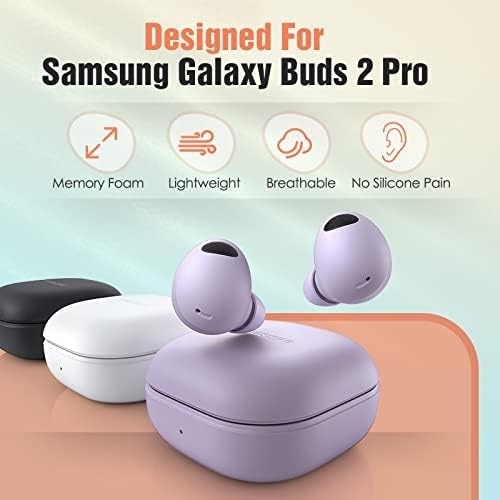Transform Your Audio Experience with Premium Memory Foam Ear Tips for Samsung Galaxy Buds 2 Pro – Ultimate Comfort, Secure Anti-Slip Design, Noise Isolation, and Convenient Charging Case Compatibility – 3 Pairs (S/M/L, Black) – Elevate Sound Quality and Enjoy Uninterrupted Listening