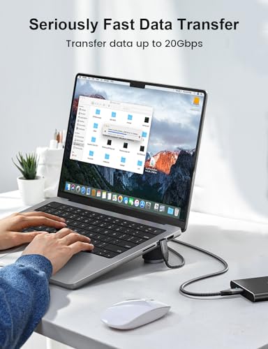 XAOSUN 3.3 ft USB C to USB C High-Speed Cable – 90-Degree Connector for 20 Gbps Data Transfer, 4 K Video Quality, and 240 W Rapid Charging – Ideal for Mac Book, i Pad, Samsung, and Gaming Devices – Unmatched Compatibility and Performance