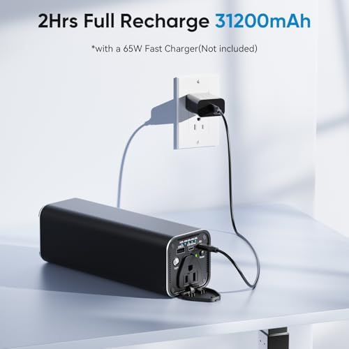 Ultimate Travel Companion: 31200 m Ah Portable Laptop Power Bank with 120 W AC Output and 65 W USB-C Fast Charging for On-the-Go Power Solutions – Reliable Outdoor Charging for Laptops, Phones, and More