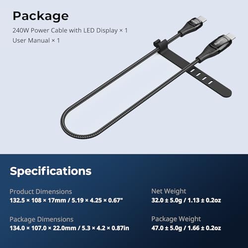 SMALLRIG 240W USB C to USB C Cable (3.28ft), PD 3.1 240W Fast Charging Cable Cord GaN Charger 4747/4751, V Mount Battery, for iPhone 16, for Samsung S23, for MacBook Pro – 4908 – Enhanced Compatibility and Speed