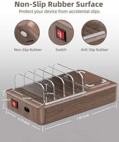 Advanced 2025 Multi-Device Wireless Charging Station: Ultimate USB Charging Dock for Seamless Apple and Android Compatibility, Family-Friendly Organizer with Six Fast-Charge Cables, Stylish Design for Home or Office, Smart Charging Technology for Efficient Power Management