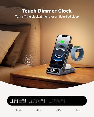 3-in-1 Wireless Charging Station for Fitbit Versa 4/3/Sense 2/1/Ace LTE, i Phone 16/15/14/13, and Samsung S25/S24/S23 – Fast Charge All Your Devices, Compact Design for Home & Office, No Adapter Needed – Swan Scout 708 FB