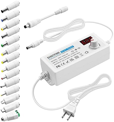 SHNITPWR Universal AC to DC Power Adapter – 48 W Adjustable Voltage Converter (3 V to 24 V) with 14 Interchangeable Tips & Polarity Converter for Maximum Device Compatibility and Efficient Performance, Ideal for Electronics Enthusiasts and Professionals