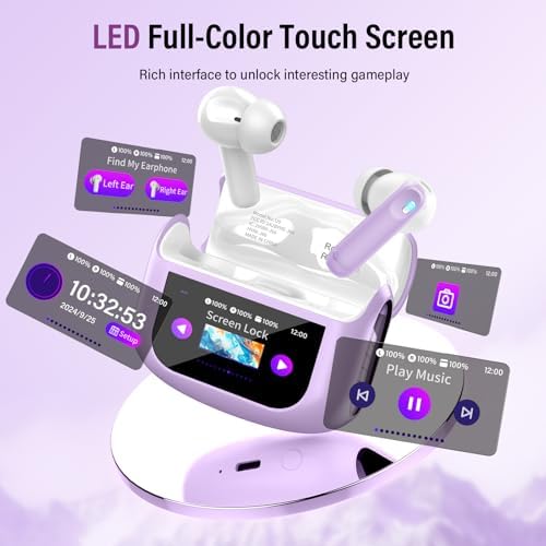 Thunelec Star Sand Purple Wireless Earbuds – Premium Bluetooth 5.4 Headphones with 48-Hour Battery, Advanced ANC/ENC Noise Cancellation, IPX7 Waterproof Protection, Touch Control, and Customizable EQ Modes for Ultimate Sound Experience in Any Environment