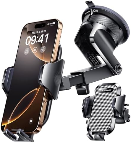 VANMASS Pro Universal Car Phone Mount with 2025 Super Suction Cup – Ultimate Cell Phone Holder for Safe Driving, Compatible with i Phone 16 Pro Max, 15, 14, 13 & Samsung Android Devices – Easy Installation, 360-Degree Rotation, and Enhanced Stability for Windshield, Dashboard, and Vent Use