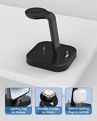 3-in-1 Wireless Charging Station for Apple Devices – Fast Magnetic Charger for i Phone 15/14/13/12/Pro Max/SE/11/XS/XR/8, Apple Watch 9-2, and Air Pods – Streamlined Power Solution for Home and Travel – Sleek, Compact Design for Enhanced Compatibility and Speed
