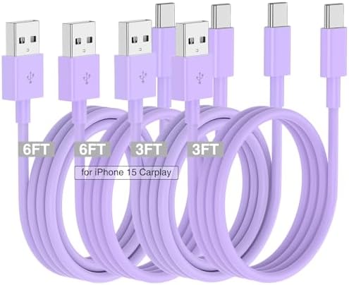 Car Carplay Cable for iPhone 16 15 Pro/Pro Max/Plus,3/3/6/6FT USB A to USB C Fast Charging Cord for iPhone 16 15 Charger,USBC Car Charger for Apple 16 15/iPad Pro-Dark Blue – Enhanced Compatibility and Speed