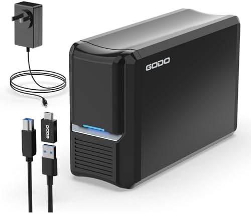 GODO USB 3.0 Vertical Hard Drive Enclosure for 3.5 Inch SATA HDD/SSD – Premium Aluminum Dock with UASP Technology, Supports Up to 18 TB Storage, Space-Saving Design, Power Adapter Included for Enhanced Performance and Compatibility