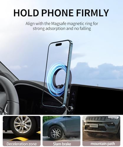 Maser Weller 360° Rotating Car Phone Holder for Honda Civic 2022-2025 – Mag Safe Compatible Mount for 7/9-inch Screens, Secure Clip Design that Preserves Air Vent Functionality and Enhances Driving Safety