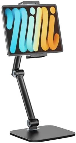 Heavy-Duty Multi-Angle Tablet Stand for i Pad & Phones – Adjustable Foldable Holder for 4.7-12.9 inch Devices, Perfect for Ergonomic Comfort and Stability in Home or Office – Sleek Black Finish for Modern Workspaces
