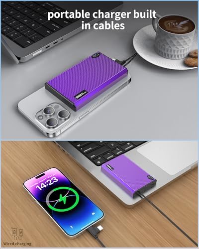 Ultra-Slim 10000 m Ah Magnetic Power Bank – Fast 20 W Charging with Built-in USB-C for i Phone 15/14/13/12 Pro Max – Lightweight Travel Charger with Mag Safe Technology and LED Display – Safe, Stylish, and Convenient Power Solution