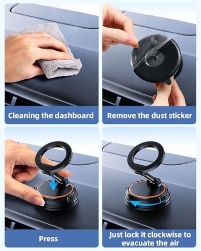 OATSBASF 360° Rotating Magnetic Car Phone Holder – Compact & Adjustable Smartphone Mount for i Phone 16-13 Pro Max Plus, Sleek Black Design – Enhance Navigation & Safety While Driving