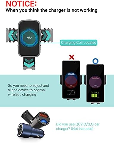 REDBEAN 15 W Qi Fast Wireless Car Charger with Auto-Clamping Holder – Effortless Phone Mount for i Phone & Samsung Devices – Versatile Dashboard, Windshield, & Air Vent Installation for Enhanced Driving Safety & Convenience